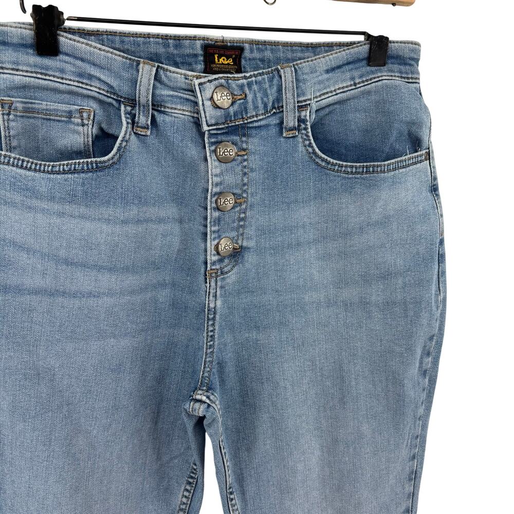 VTG Lee Jeans Heritage Flare Exposed Button Fly Sz 12 30x31 Retro Bell Bottom - Picture 7 of 13